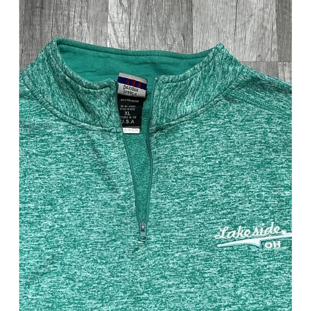 Vintage Lakeside Ohio Quarter Zip Green Heathered Size XL Jacket